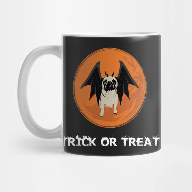 Trick or Treat Halloween Funny Pug Design for Dog Lovers by bbreidenbach